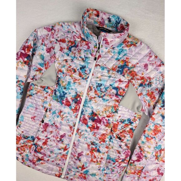 Eddie Bauer Stormdown 800 Puffer Jacket Womens Medium Multi Tie Dye‎ Goose Down - Picture 1 of 13